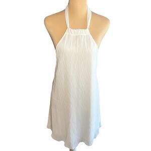 Edikted Palma Open Back Halter Mini Dress White Textured Plisse Crinkle S Beach